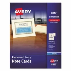 Embossed Note Cards, Inkjet, 4 1/4 X 5 1/2, Matte Ivory, 60/Pk W/Envelopes