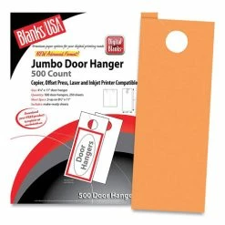 Jumbo Micro-Perforated Door Hangers, 65 Lb, 8.5 X 11, Hunter's Orange, 2 Hangers/Sheet, 250 Sheets/Pack