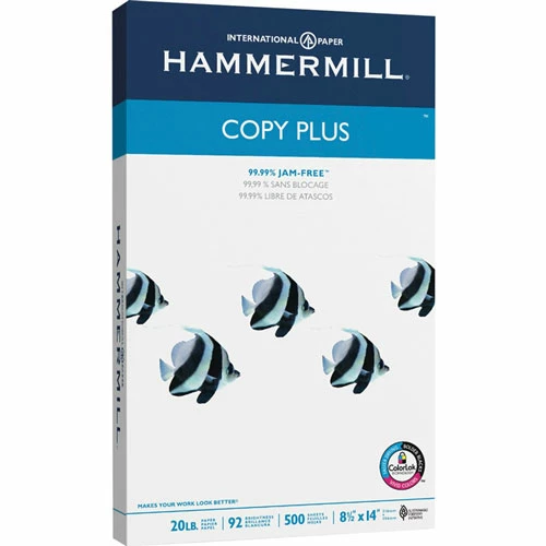 Copy Plus Print Paper, 92 Bright, 20 Lb, 8.5 X 14, White, 500 Sheets/Ream, 10 Reams/Carton