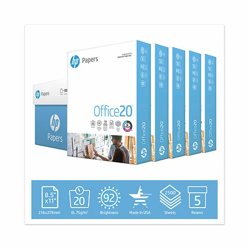 Office20 Paper, 92 Bright, 20lb, 8.5 X 11, White, 500 Sheets/Ream, 5 Reams/Carton