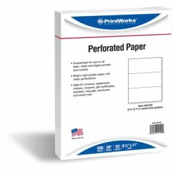 Perforated Copy Paper, 8 1/2"x11", White, 20 LB, One Ream