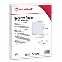 Medical Security Papers, 24lb, 8.5 X 11, Blue, 500/Ream