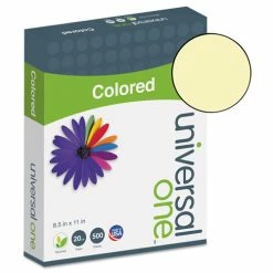 Universal Deluxe Colored Paper, 20lb, 8.5 X 11, Canary, 500/Ream