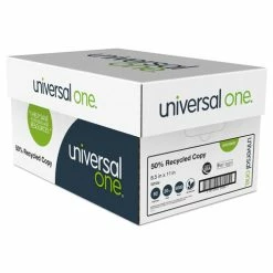 Universal 50% Recycled Copy Paper, 92 Bright, 20lb, 8.5 X 11, White, 500 Sheets/Ream, 10 Reams/Carton