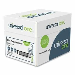 Universal 50% Recycled Copy Paper, 92 Bright, 20 Lb, 8.5 X 11, White, 500 Sheets/Ream, 5 Reams/Carton