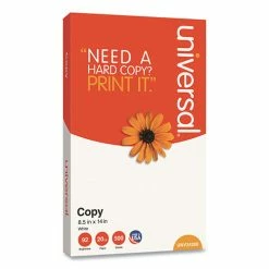 Universal Copy Paper, 92 Bright, 20 Lb, 8.5 X 14, White, 500 Sheets/Ream