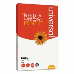 Universal Copy Paper, 92 Bright, 20lb, 11 X 17, White, 500 Sheets/Ream, 5 Reams/Carton