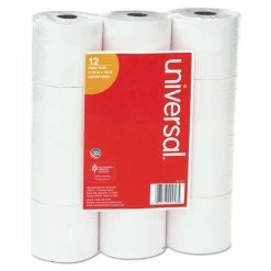 Universal Impact & Inkjet Print Bond Paper Rolls, 0.5" Core, 2.25" X 130 Ft, White, 12/Pack