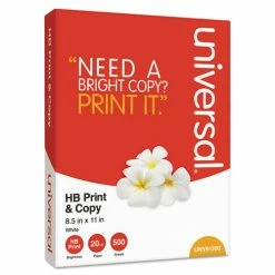 Universal Multipurpose Paper, 95-96 Bright, 20 Lb, 8 1/2 X 11, White, 5000 Sheets/carton
