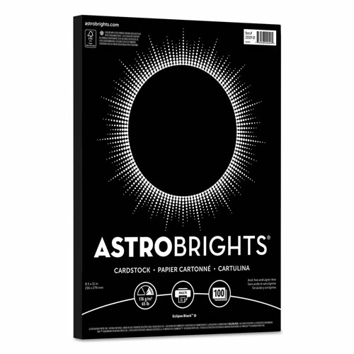 Color Cardstock, 65 Lb, 8.5 X 11, Eclipse Black, 100/Pack