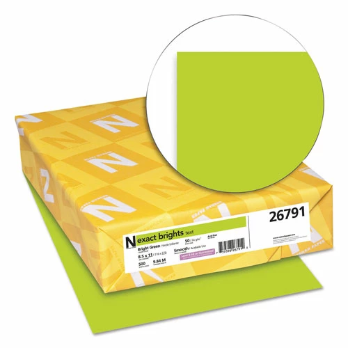 Exact Brights Paper, 20lb, 8.5 X 11, Bright Green, 500/Ream - Image 2